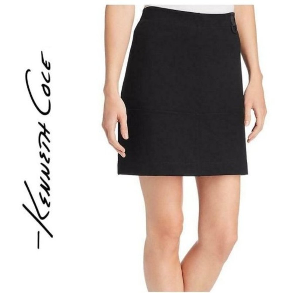 NWT Kenneth Cole Women's Black Ponte Knit Stretch A-line Skirt